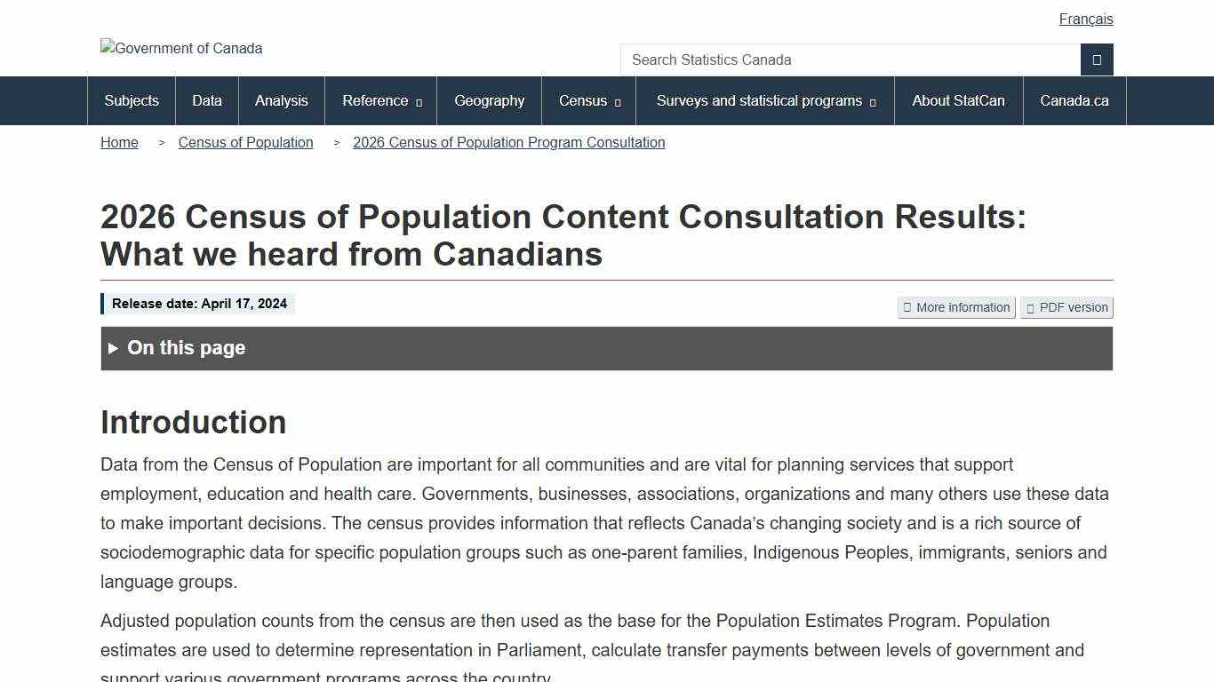 2026 Census of Population Content Consultation Results: What we heard from Canadians